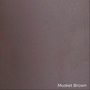 Musket Brown color swatch for aluminum trim options in shed construction.