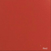 Red color swatch for aluminum trim options in shed construction at Mid Valley Structures.