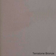 Terratone Bronze color swatch for aluminum trim options in shed construction.