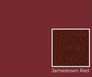 Jamestown Red painted wood siding color swatch for exterior options in shed construction at Mid Valley Structures.
