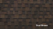 Dual Brown roof shingles, showcasing a textured pattern, featured in the color options for shed and barn construction by Mid Valley Structures.